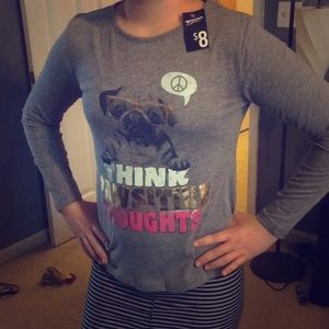 Girls gray shirt with a pug.